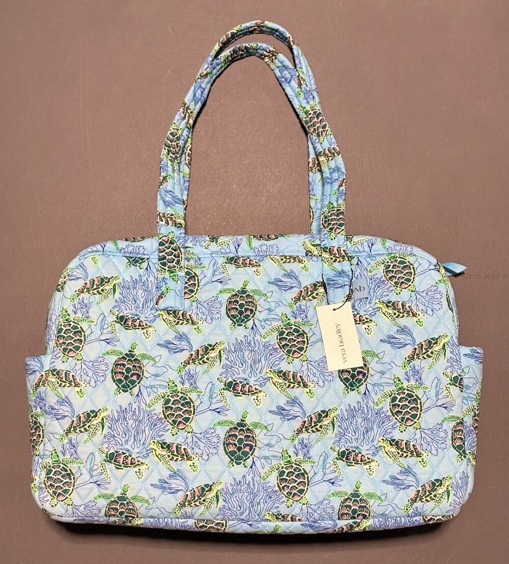Vera Bradley Sea Turtles Coral Weekender Travel Bag Quilted Cotton Tote NWT